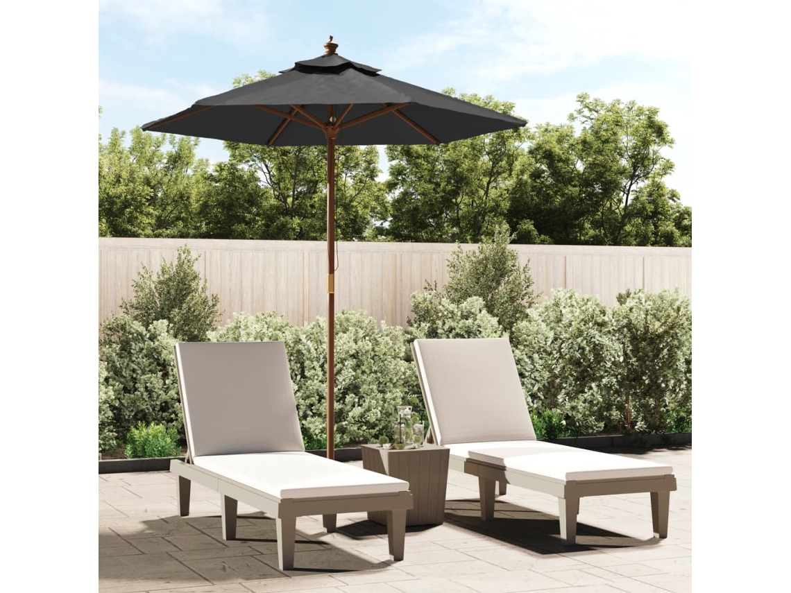Vidaxl Guarda-sol De Jardim Com Poste De Madeira 196x231 Cm Antracite
