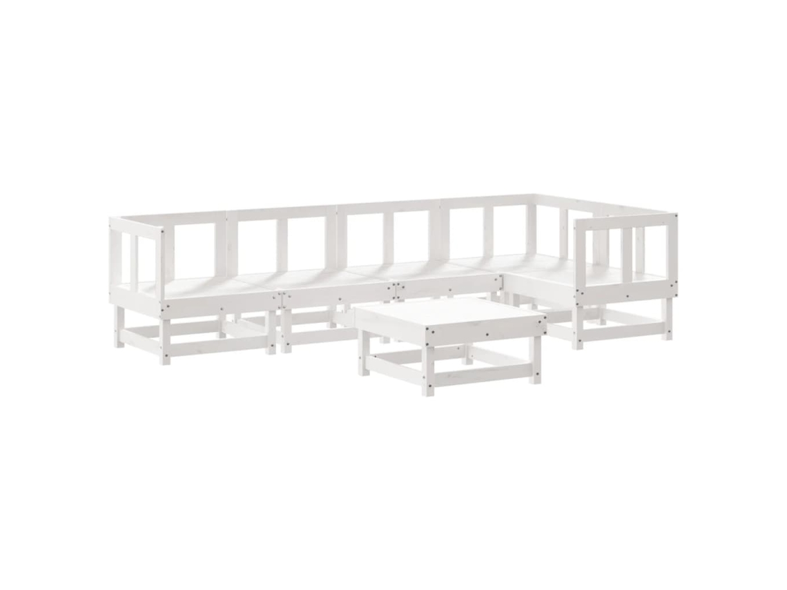 Pcs Conjunto Lounge de Jardim Pinho Maciço Branco MAISON EXCLUSIVE