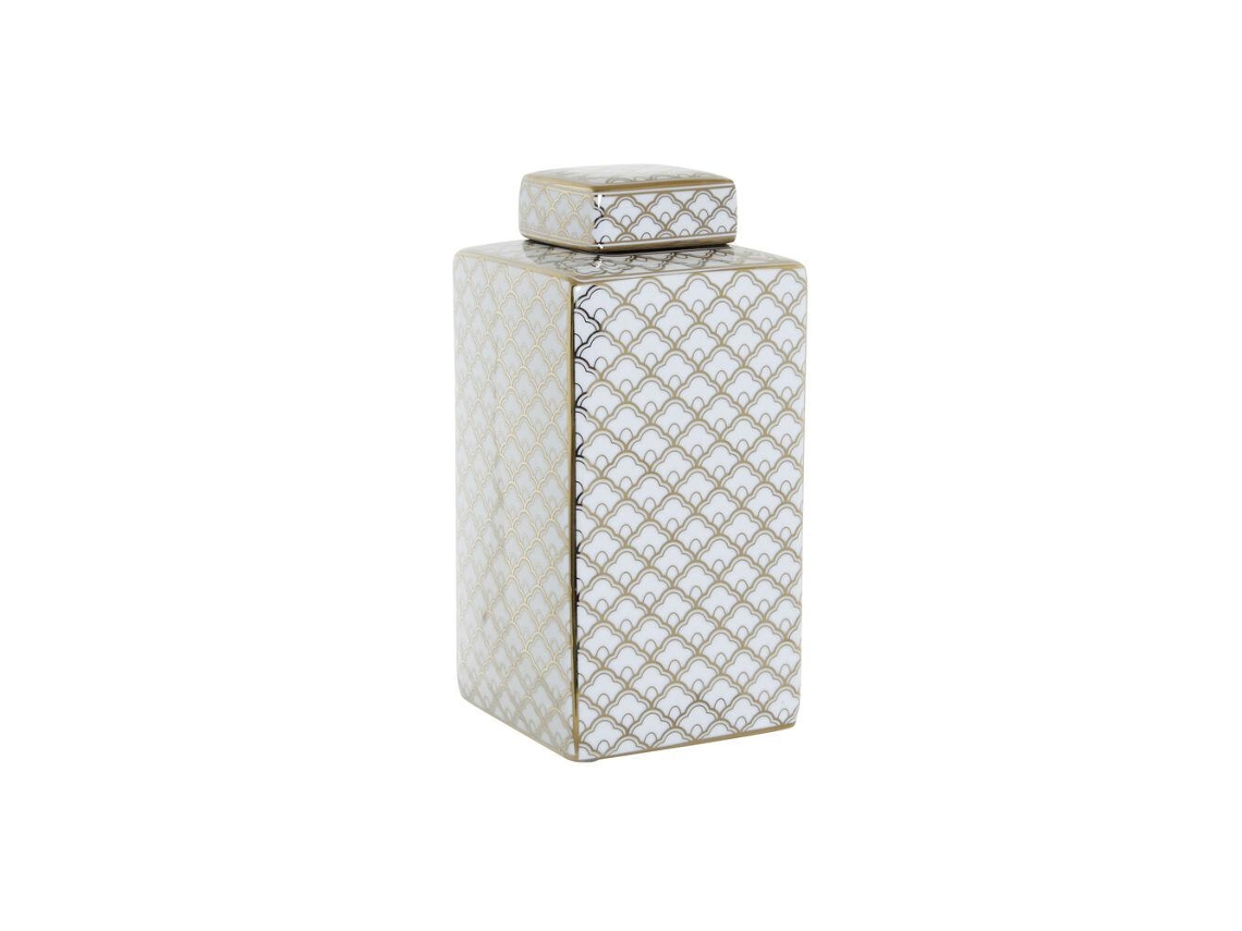Vaso Dkd Home Decor Branco Porcelana Glam 14.5 X 14.5 X 30 Cm