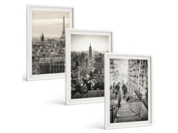 Conjunto De Pinturas Vistas De Paris, Nova York, Escadas Espelharte (3 Peças 40x60 Cm)
