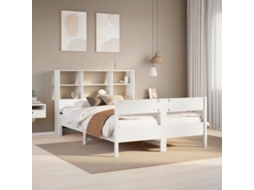 Cama Com Estante Sem Colchão 120x200 Cm Pinho Maciço Branco