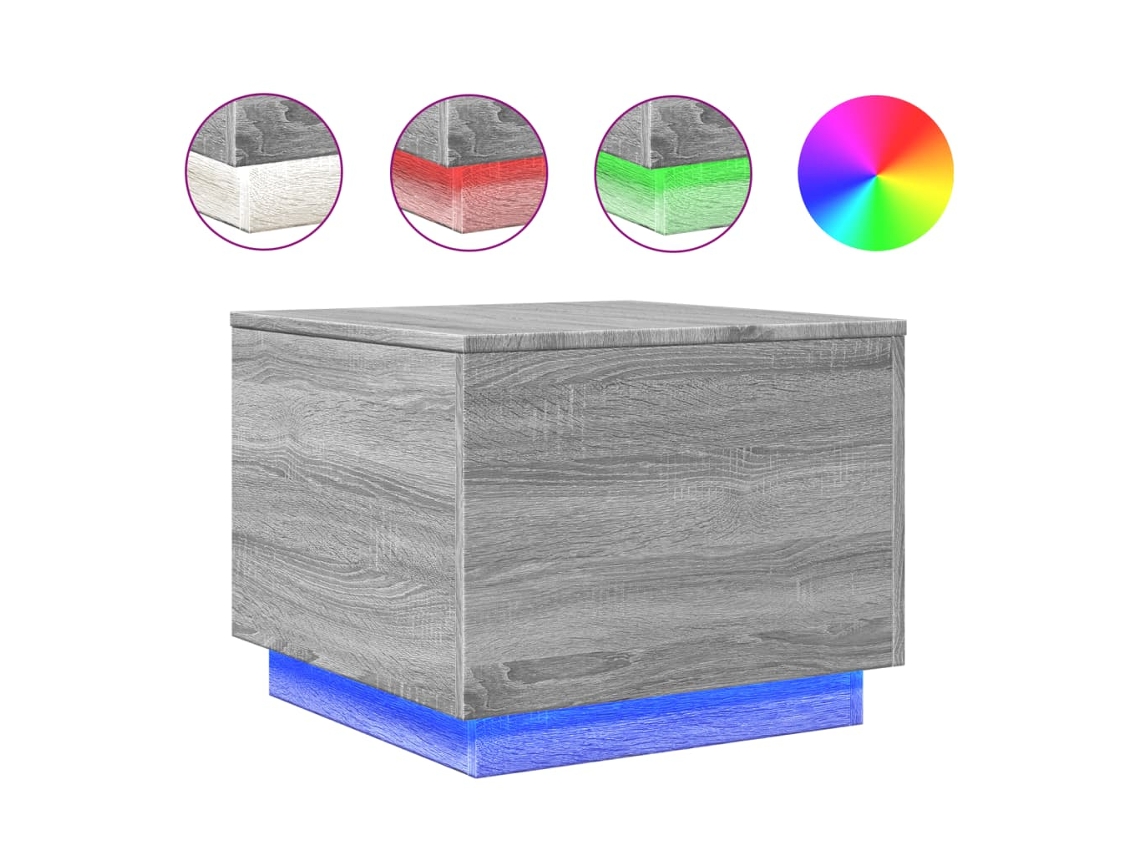 Mesa de Centro com Luzes Led Sonoma Cinza Claro MAISON EXCLUSIVE (50x50x40 cm)