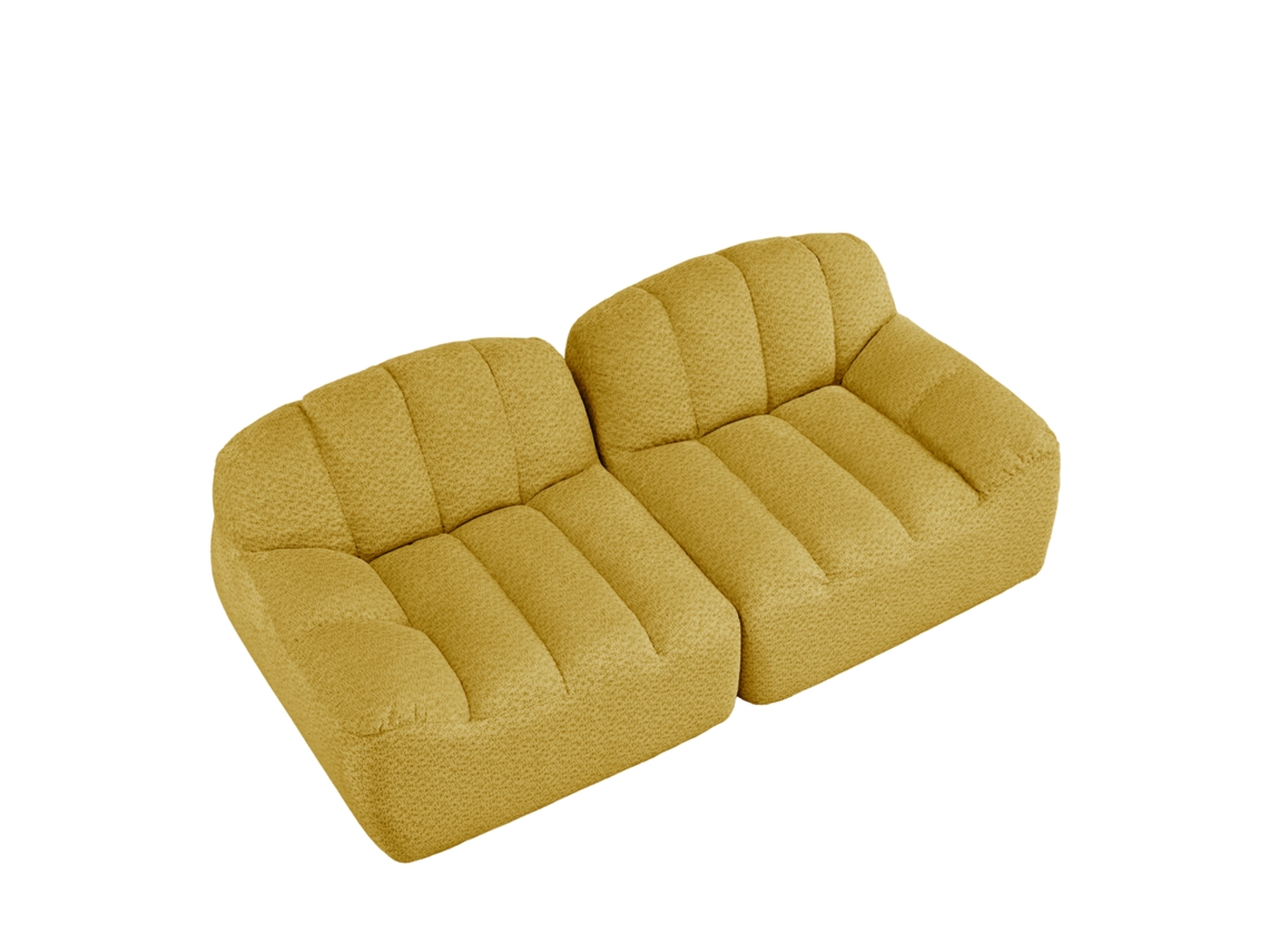 Sofá Modular Boneless Para 2 Pessoas, Design Em Concha, Almofadas Profundas, Ideal Para Sala E Apartamento, Amarelo