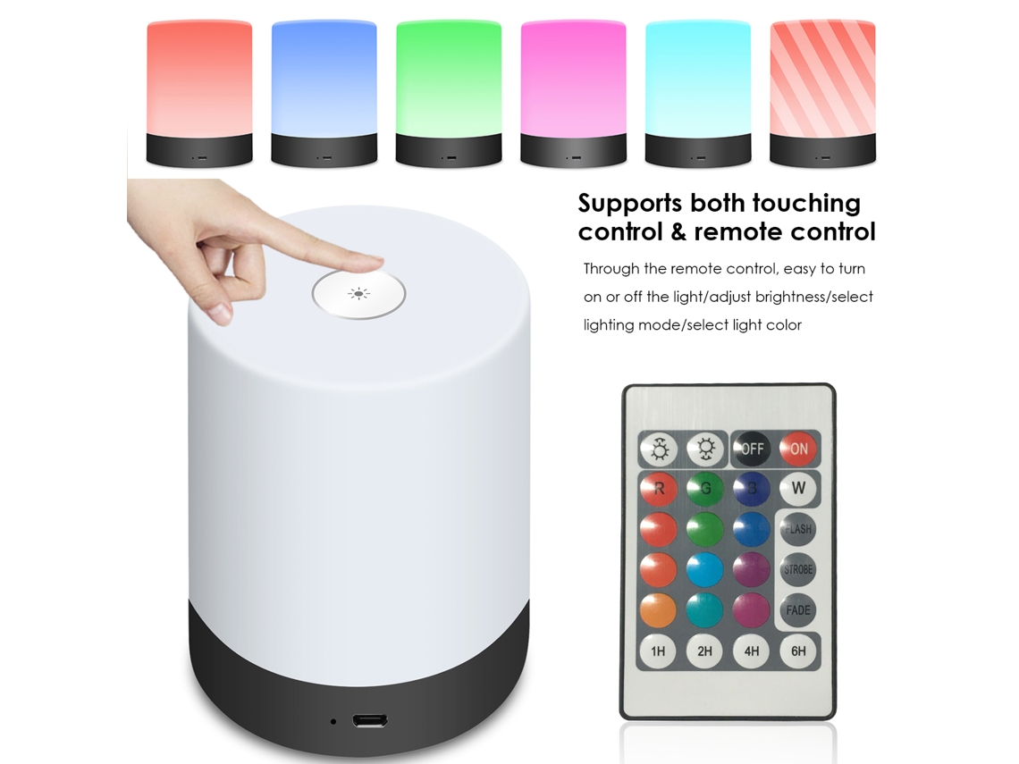 2026 lâmpada Noturna Led Recarregável Usb com Controle Táctil e Rgb, Luz Branca Quente, Portátil com Controle Remoto para Crianças
