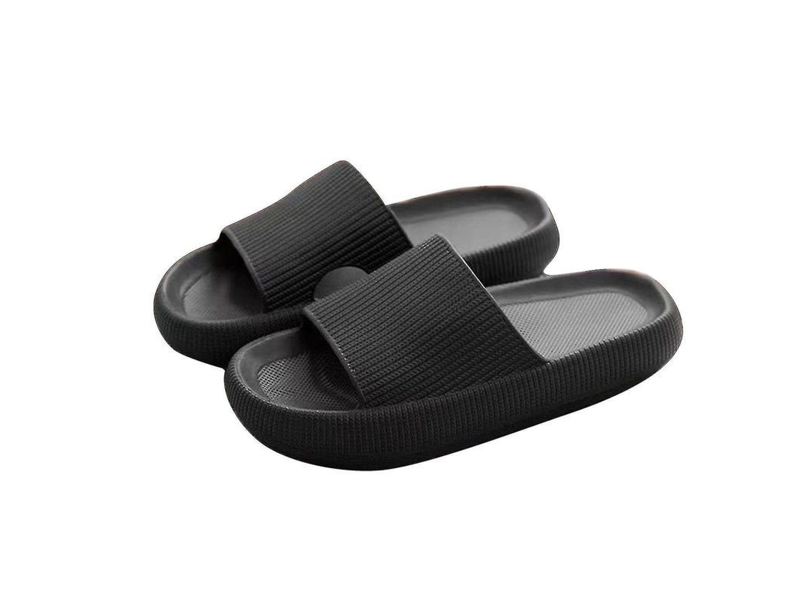 Pantufas antiderrapantes ultra macias, espuma de 4cm, para casa, banheiro e verão Preto | S/MARCA