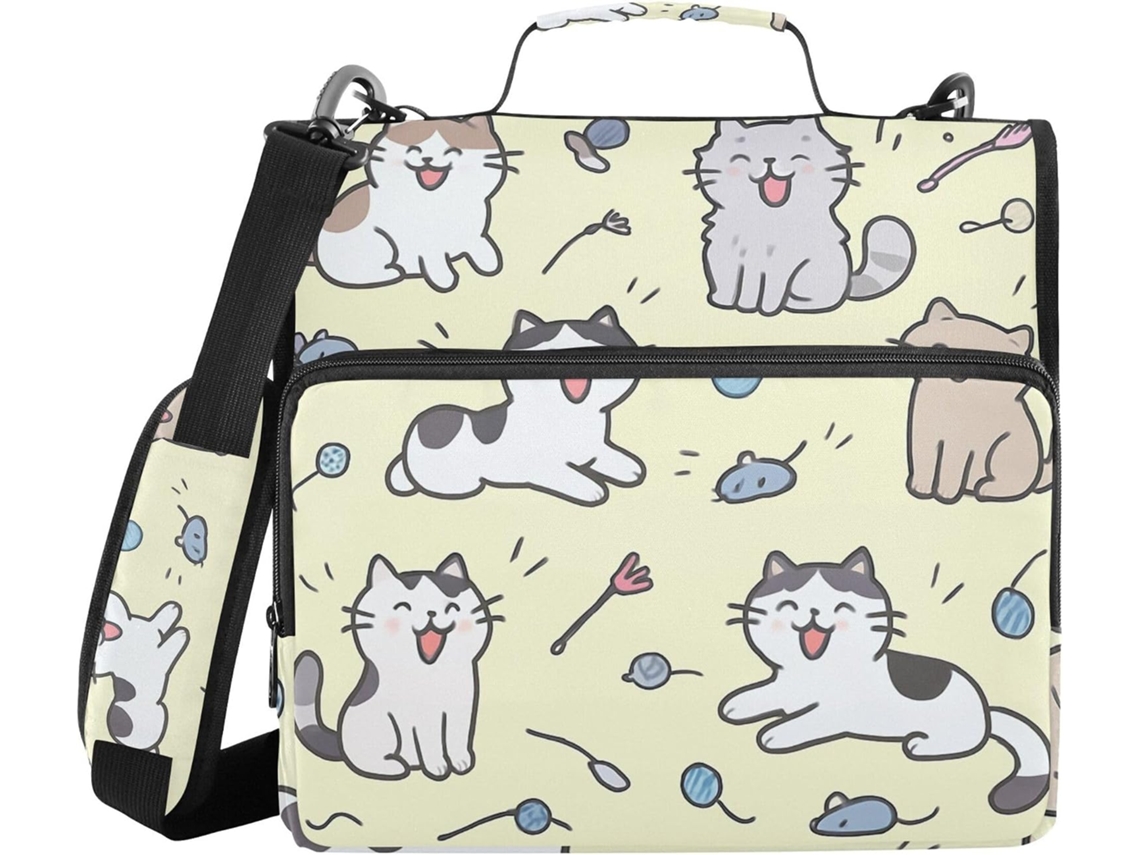Organizador Fofo Em Formato De Gato Com Fecho Zíper, Alça De Ombro E Mão Vários Bolsos 3, 8cm 3 Estojos Em Formato De