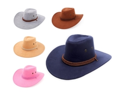 Chapéu de cowboy em várias cores com cordão adulto