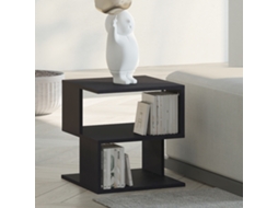Mesa Lateral Com 2 Níveis E Prateleira Organizadora, Ideal Para Quarto Ou Sala – Estante Preta De 40x40x43 Cm