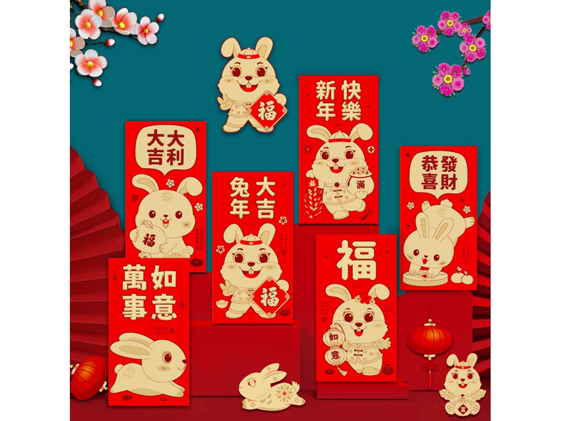 Envelope Vermelho (desenho Animado, Estilo Longo) Eoocoo