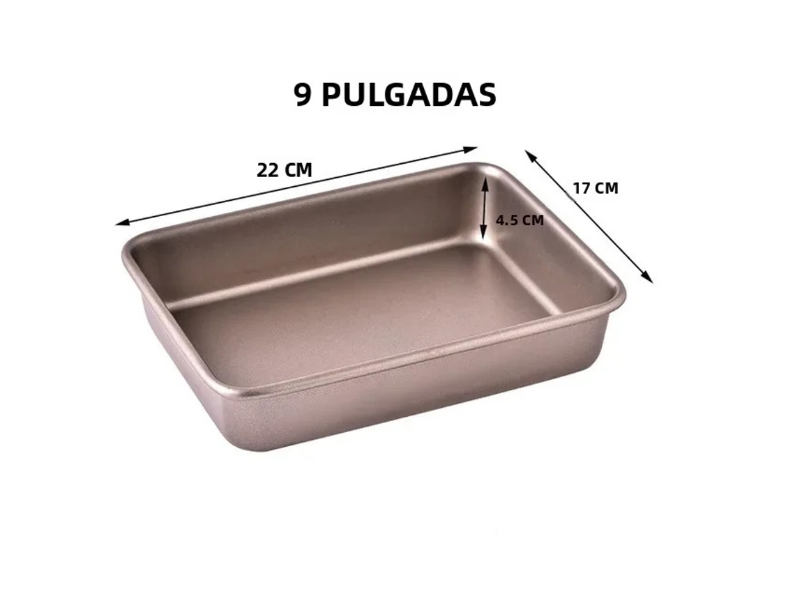 Forma Quadrada Antiaderente para Bolos e Pães em Liga de Carbono Dourada MDUG (estilo A9 Polegadas)