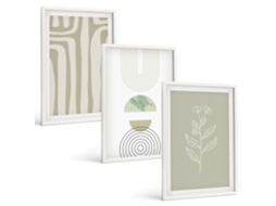 Quadros Decorativos Para Parede Padrões Geométricos De Plantas Moldura Branca Fotos Para O Escritório Espelharte (3 Piezas De 40x60 Cm)