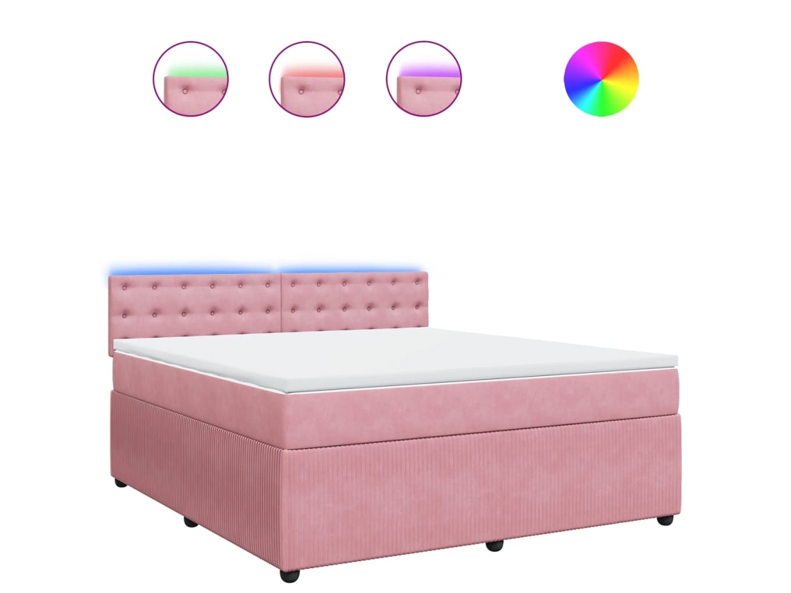 Box Spring Bed, Box Spring Beds Vidaxl Cor-de-rosa Veludo (180 X 200 Cm)