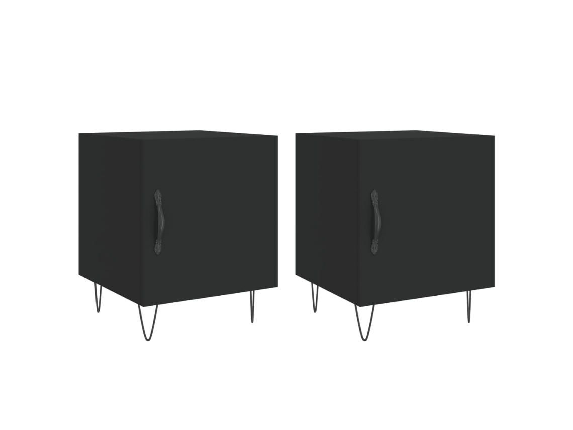 Bedside Cabinet, Bedside Cabinets Vidaxl Preto Madeira Processada (n/a)