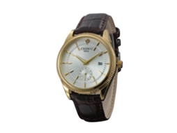 Relógio Masculino de Pulso Redondo de Quartzo com Pulseira de Couro Pu Estilo Empresarial (dourado Branco)
