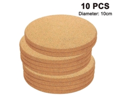 Conjunto De 10 Posavasos Redondos De Cortiça Natural 10cm Para Casa Restaurante Escritório