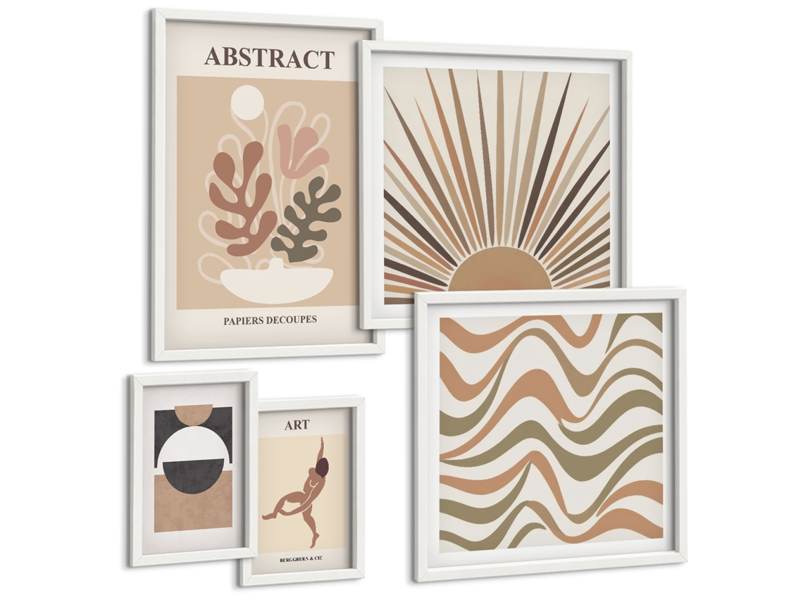 Conjunto De Pinturas Abstrações Vegetais Estilosas Espelharte (5 Peças)