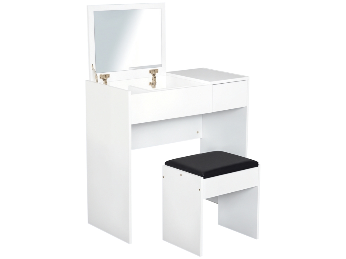 Mesa Tocador de Maquillaje com Taburete,espelho com Tapa Abatible e Cajas,80x40x79cm BTFORUS