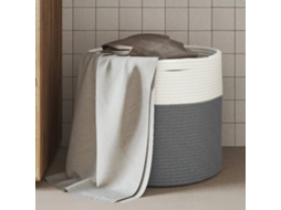 Vidaxl Cesto De Arrumação Ø40x35 Cm Algodão Cinzento E Branco