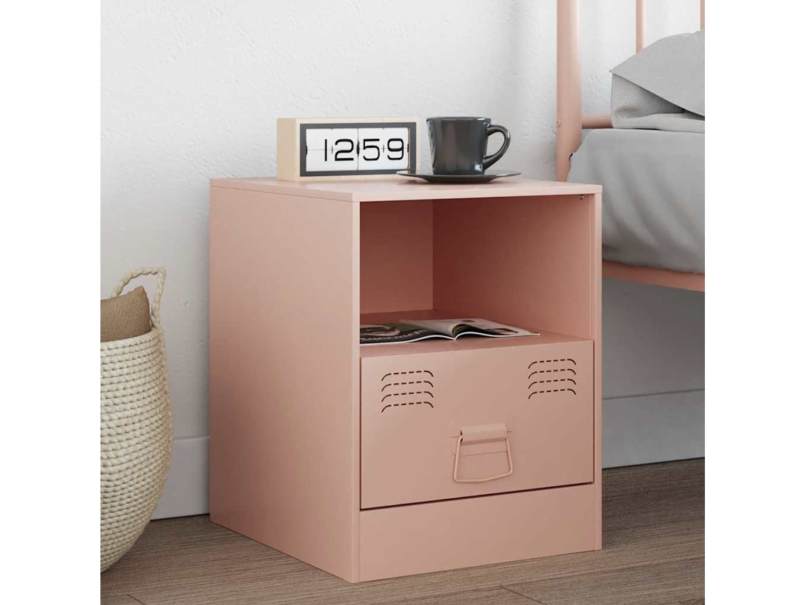 Vidaxl Mesa De Cabeceira 34,5x39x44 Cm Aço Rosa