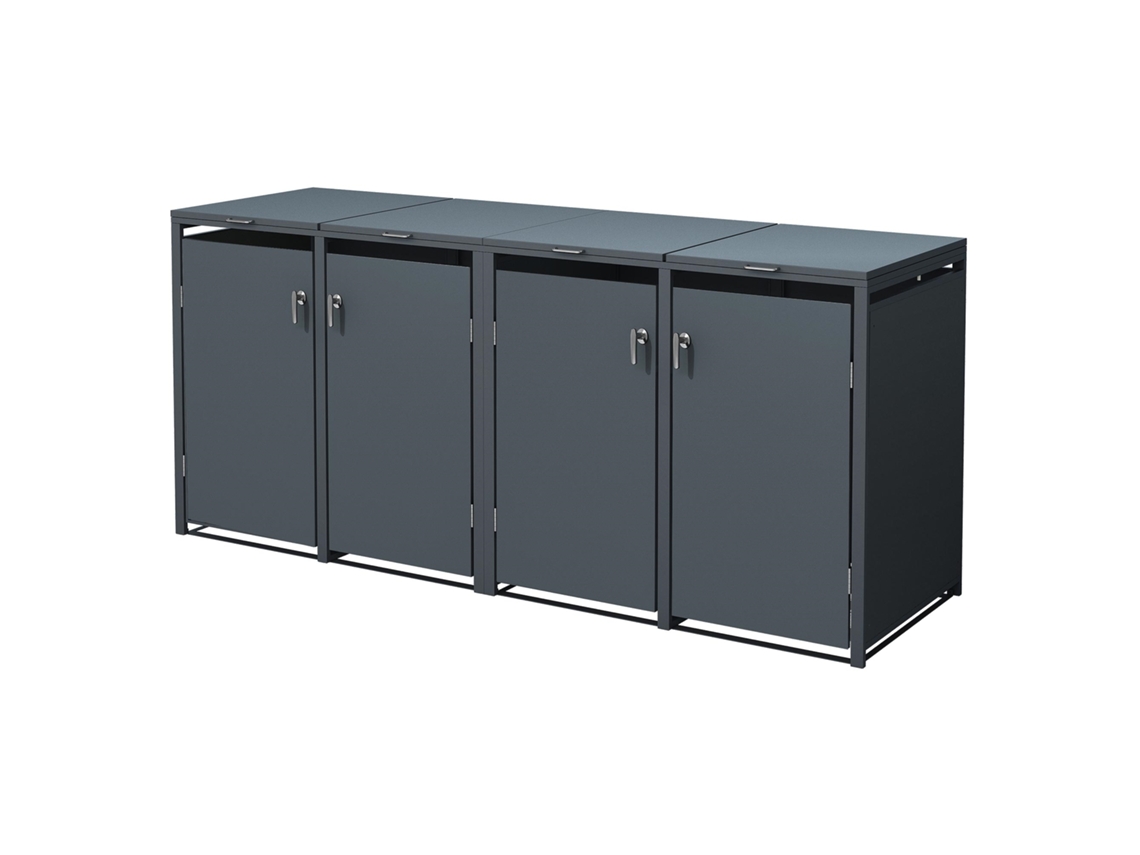 Contentor do lixo exterior ML-Design para 4 caixotes 240L antracite com tampa e fecho