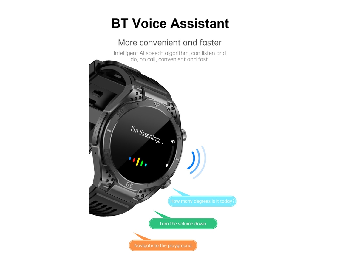 Smartwatch Com Tela 1.43 Polegadas Bt Chamadas Resistente À Chuva Bateria 250mah Pulseira Esportiva