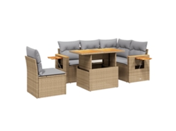 Conjunto de 6 Sofás P/ Jardim com Almofadões Vime Pe Bege MAISON EXCLUSIVE (80x200 cm)