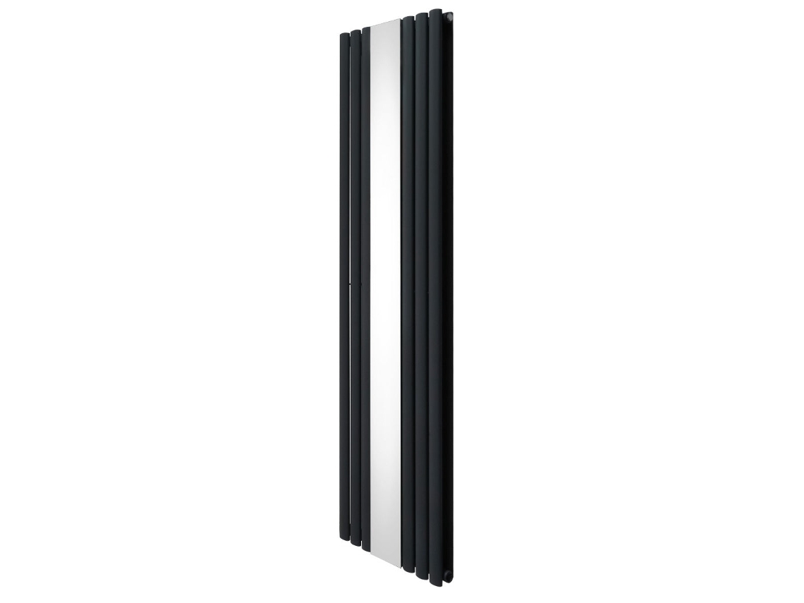Radiador Vertical De Painéis Ovais Com Espelho Central 1800x500mm Em Aço Carbono Cinzento Antracite, Alta Potência Btu E Monstershop