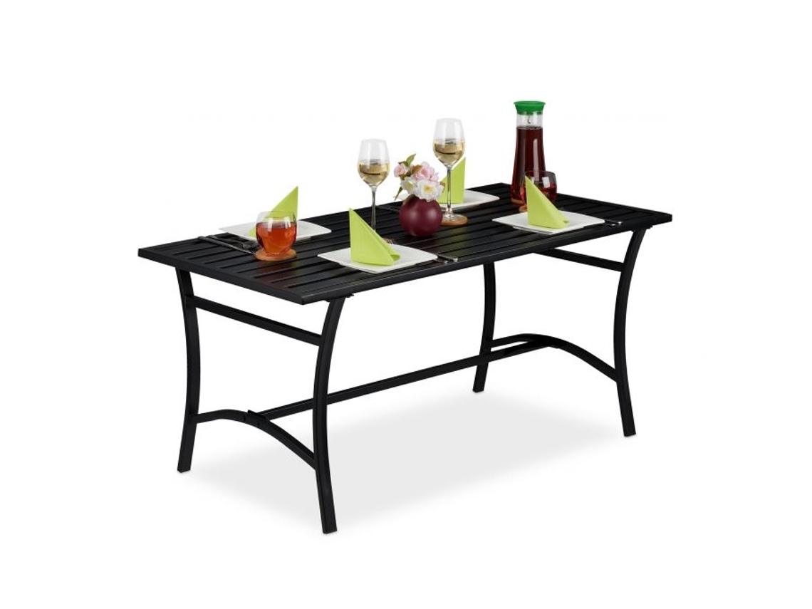 Mesa De Jardim Retangular Preta B2x