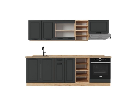 Cozinha R-Line, 240cm, PT Carvalho, Anthracite Campagne/Carvalho dourado VICCO