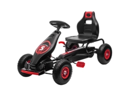 Kart A Pedais Para Crianças 5-12 Anos Com Assento Ajustável Pneus Insufláveis Amortecimento E Travão De Mão 121x58x61cm Vermelho