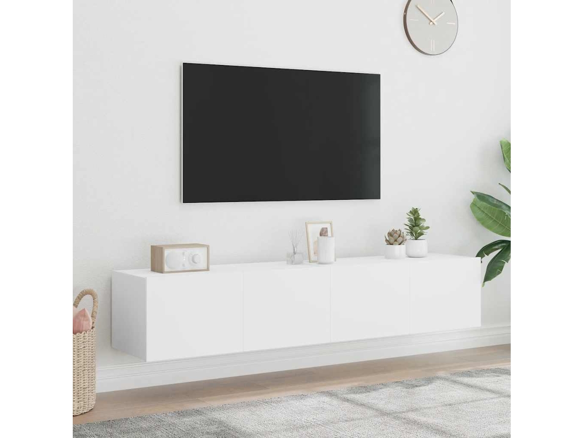 Vidaxl Móveis de Parede P/ Tv com Luzes Led 2 Pcs 80x35x31 Cm Branco