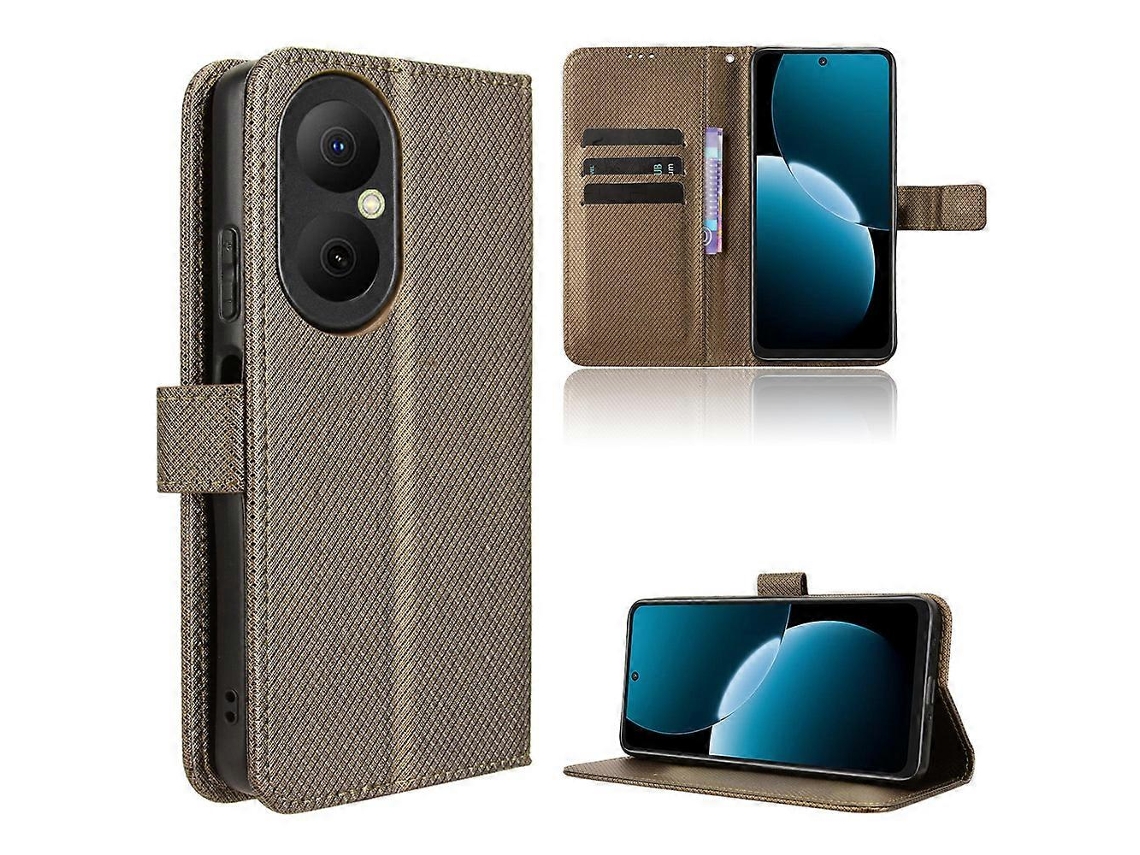 Capa De Couro Tipo Carteira Com Alça E Textura De Diamante Compatível Com Huawei Enjoy 80