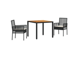 Conjunto 3 Jantar No Jardim Vidaxl Preto Vime Pe (90 X 90 X 75 Cm)