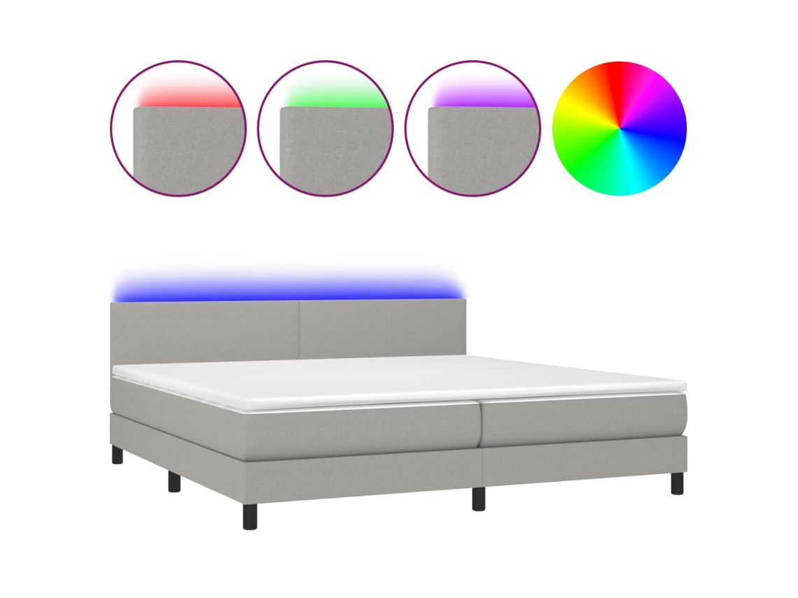 Box Spring Bed, Box Spring Beds Vidaxl Cinzeto Tecido (200 X 200 Cm)