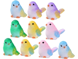 Kit de 10 Miniaturas Decorativas de Pássaros em Resina, Pássaros Coloridos para Jardim, Pátio e Paisagens em Miniatura, CHABERLU
