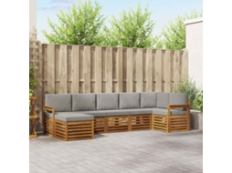 Vidaxl Conjunto De Sofás Para Exterior 7 Unid. Cinza Natural E Claro