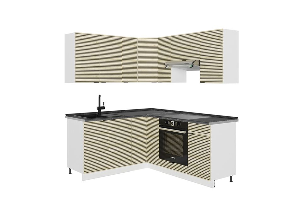 Cozinha Em Ângulo Fame Line, 160x190cm, Pt Antracite, Carvalho Lambril/branco, Branco, Vicco