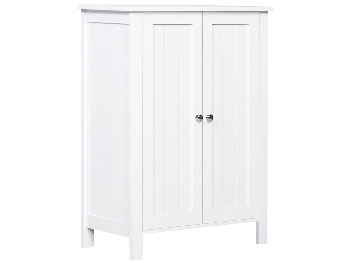 Armário De Banheiro-2 Portas E 2 Prateleiras Internas Ajustáveis, Unidade Armazenamento Auxiliar Para Sala Estar/cozinha, 60x30x80cm, Branco