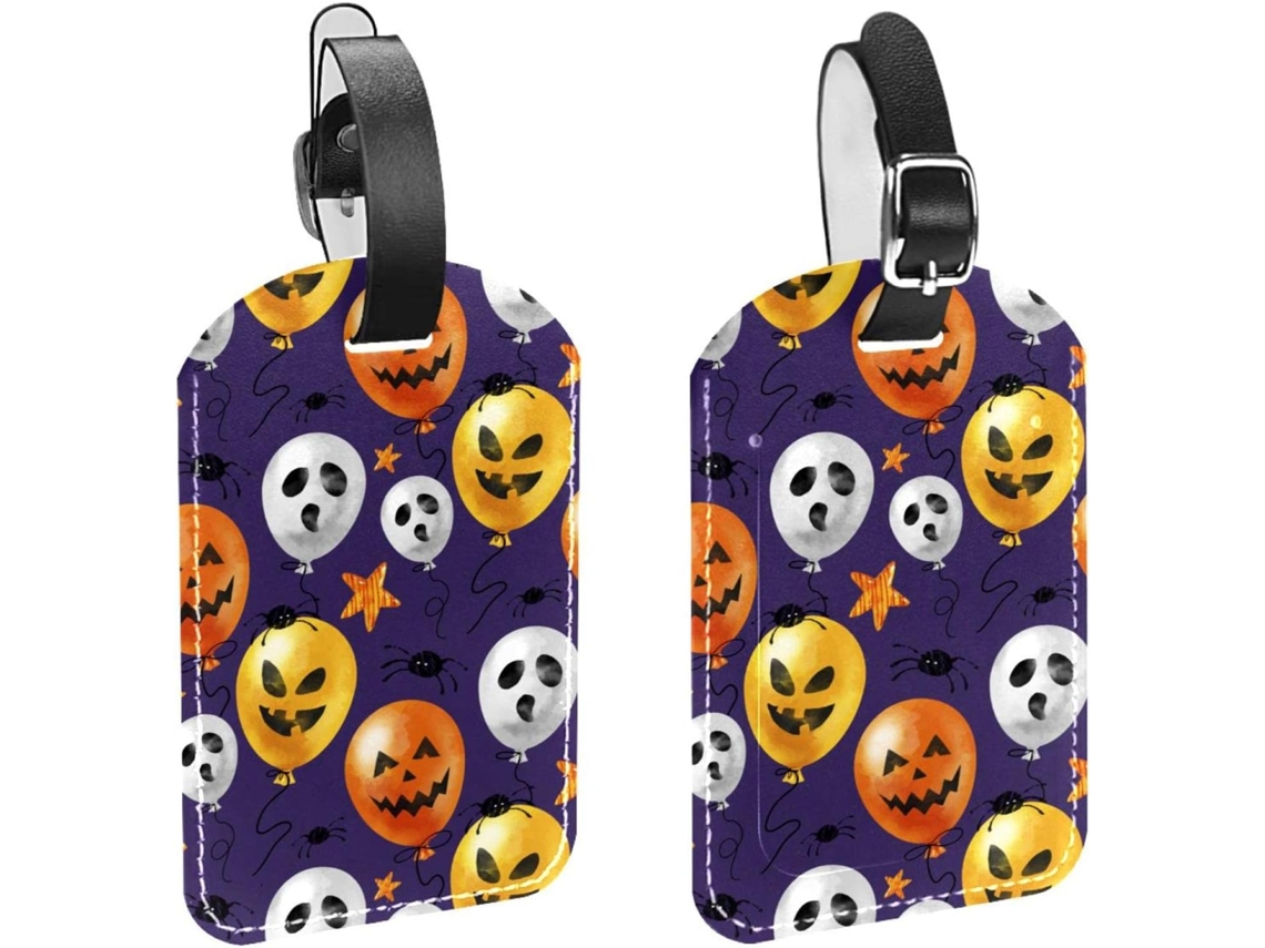 Conjunto De 2 Etiquetas Bagagem Em Imitação Couro O Halloween