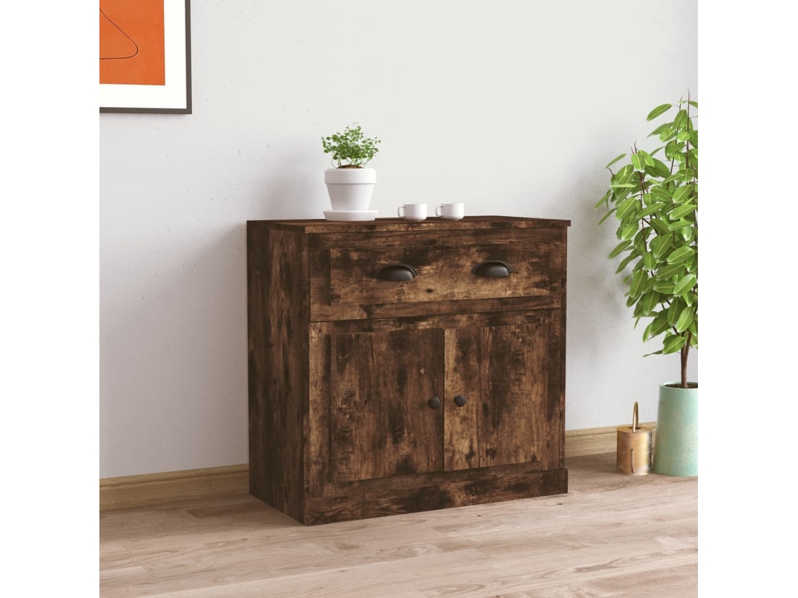 Aparador | Armário Buffet 70x35,5x67,5 Cm Derivados De Madeira Carvalho Fumado