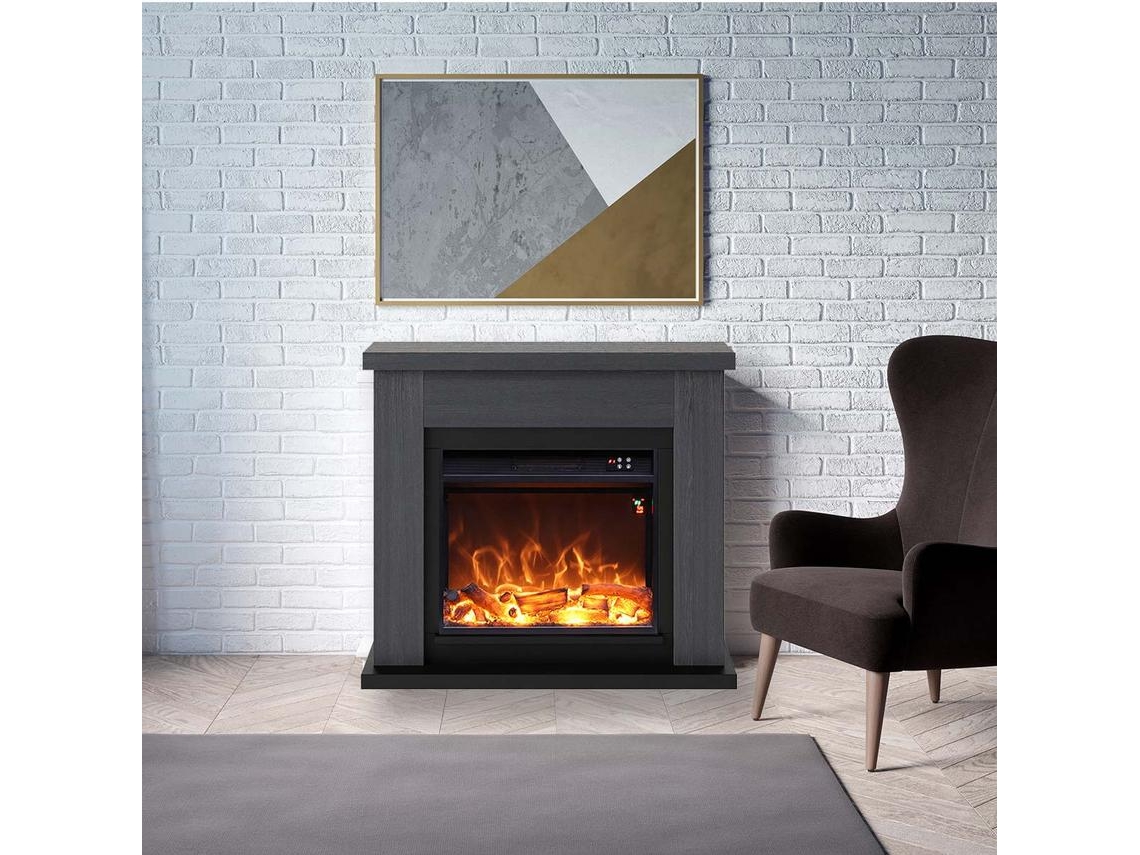 Fuego Paolo Gris 1500w Lareira Mural Com Controlo Remoto Estrutura e Queimador 1500w Cinzento Escuro