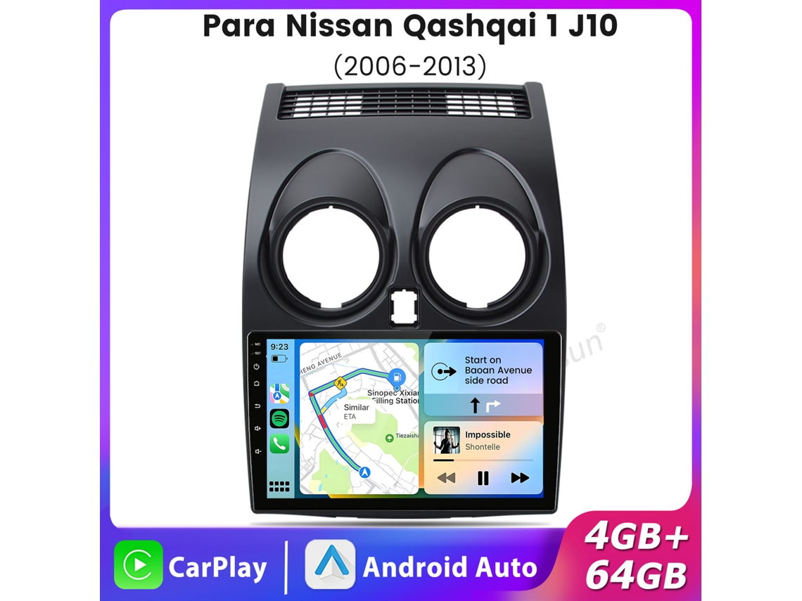 Junsun Autorrádio Nissan Qashqai 1 J10 (2006-2013) Android 4+64gb, 4 Núcleos, 9 Polegadas, Wifi, Gps, Carplay Android Auto