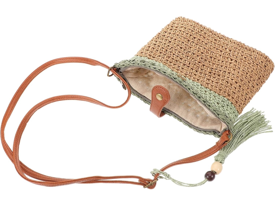 Bolsa De Tecido Trançado Feminina, Bolsa De Praia Portátil E Reutilizável