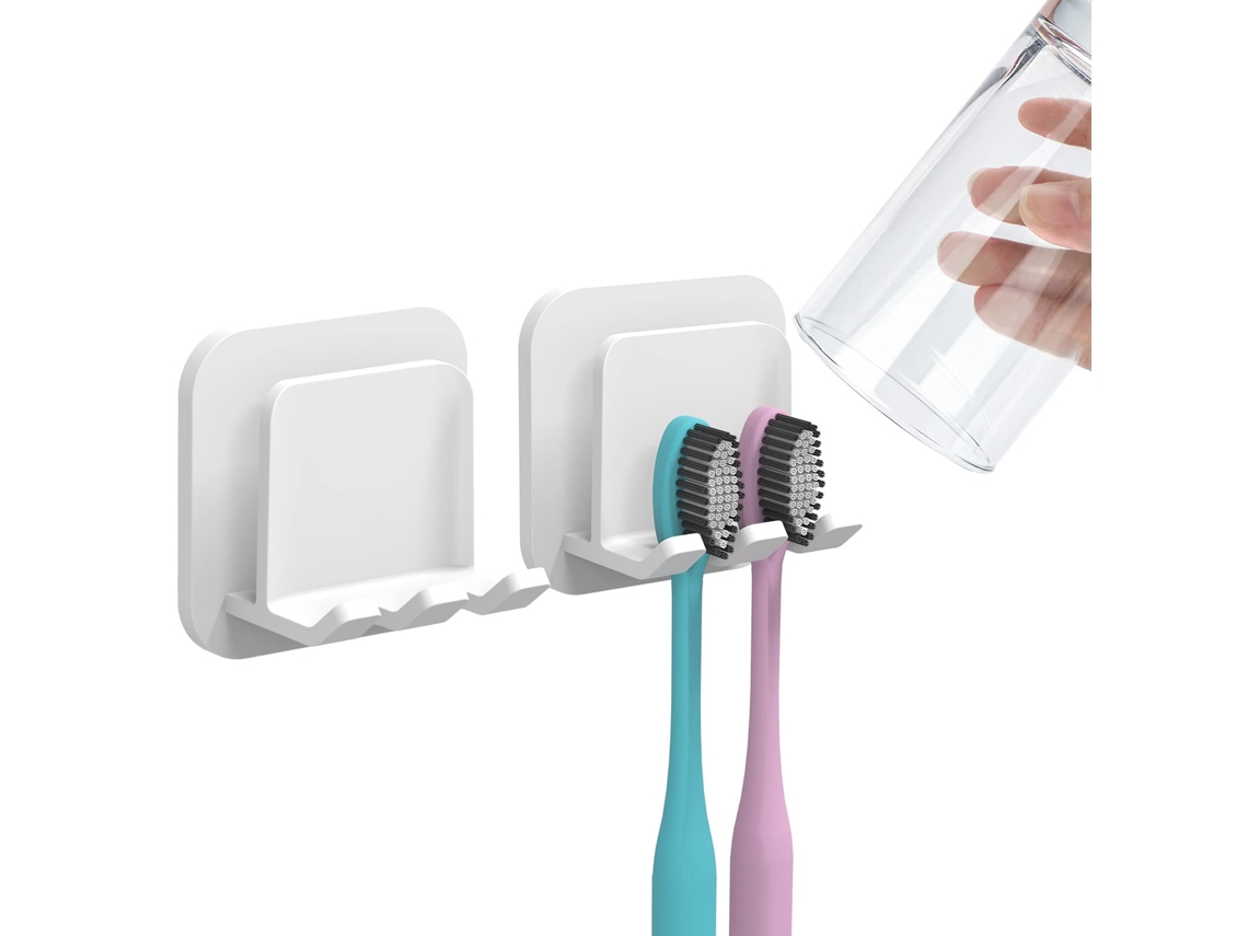Copo Porta Escova Dentes Parede Autoadesivo Gancho Branco