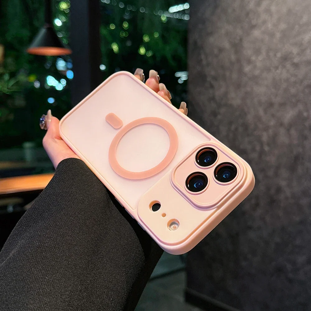 (rosa, Iphone 14 Pro Max) Capa De Silicone Fosca Para Celular, Compatível Com Carregamento Sem Fio Magnético, Capa Protetora À Prova De Choque.