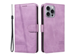 Capa Em Couro Pu, Magnético Para Apple Iphone 16 Pro Max - Roxo Claro