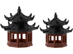 Kit de 4 Miniaturas de Pavilhão para Aquários, Modelo Arquitetônico Chinês, Decoração de Jardim, Ornamento Bonsai para CHABERLU