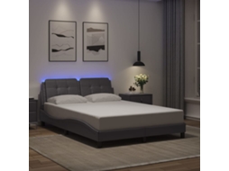 Vidaxl Estrutura De Cama Com Led Sem Colchão Zadar 140x190 Cm Cinza