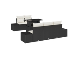 Conjunto 6 Móveis Para Exterior Vidaxl Preto Vime Pe (100 X 55 X 73 Cm)