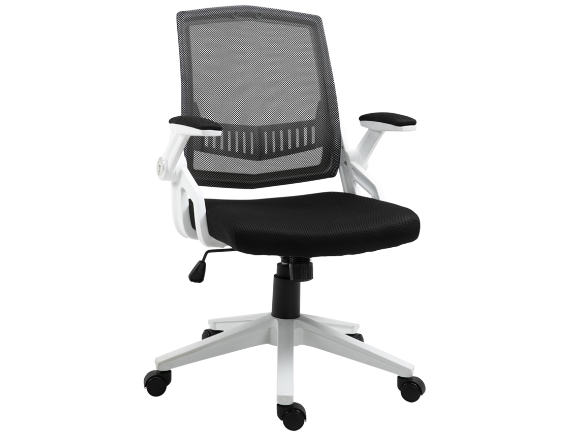 Cadeira De Escritório Ergonômica De Basculante Com Altura Ajustável Apoio Para O Braço Dobrável Suporte Lombar E Malha Transpirável 61x61x94-104cm